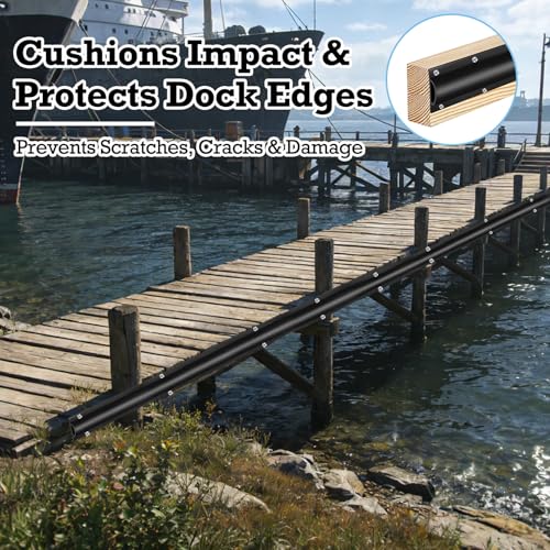 26ft Black Boat Dock Bumpers with Mounting Screws - Piling & Pier Rub Rail Guard