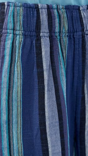 X-Small Women's Days End Linen Striped Pull-On Pants - Navy Combo