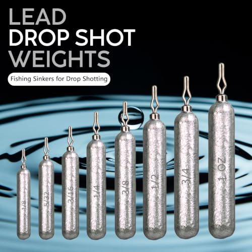 Drop Shot Weights for Bass Fishing - Skinny Pencil Sinkers 3/4 Oz Black 15-Pack