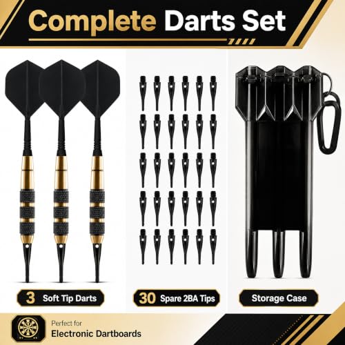 Soft Tip Darts Set 18g with Brass Barrels, Flight, Shaft & Case - 3 Pack