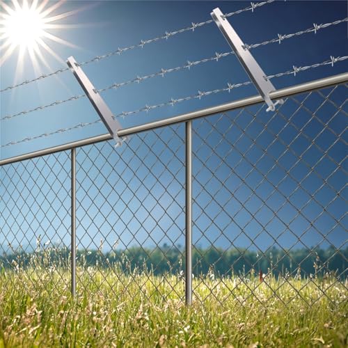 10 Pack 1-3/8 Inch Chain Link Fence Barbed Wire Extension Arms - Silver, Adjustable