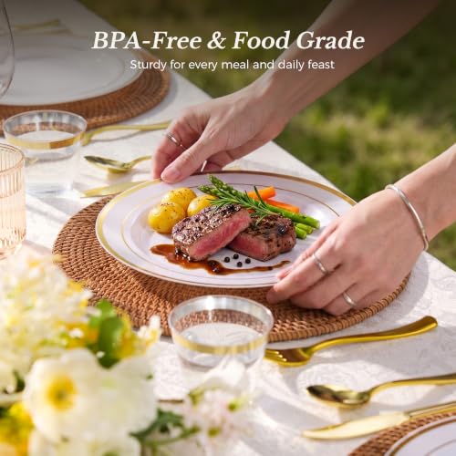 Gold Disposable Dinnerware Set for 100 Guests - 600 Pieces