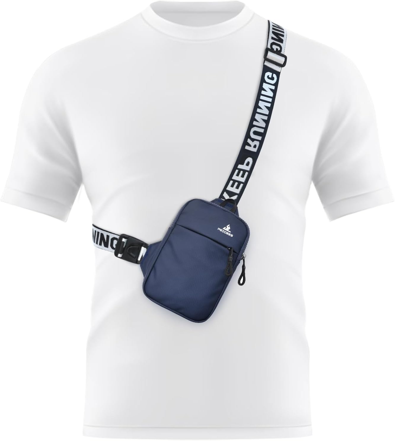 Peicees Mini Crossbody Sling Bag - Water-Resistant Dual Pocket Fanny Pack for Men & Women | Dark Blue