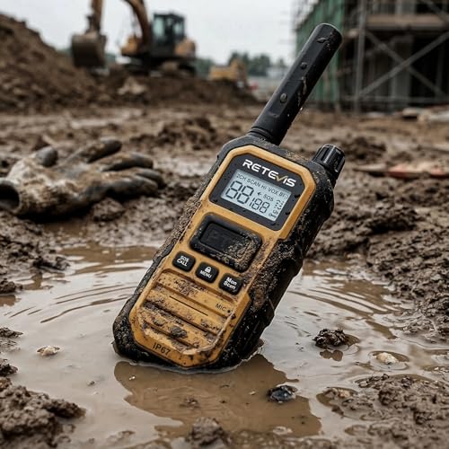 Retevis RB48 Plus Walkie Talkies Long Range, IP67 Waterproof Heavy Duty GMRS Two Way Radios, NOAA, USB-C Rechargeable, Vibration Alert, Emergency 2 Way Radios, for Off-Roading Hunting(2 Pack)
