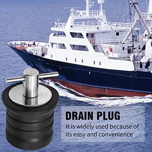 2 Pack 1-1/4 Inch T-Handle Drain Plugs - Rubber Sealed Locking Marine Drainage