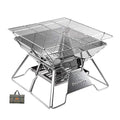 Camping Moon Portable Fire Pit Grill 14 Inch Stainless Steel - Medium Charcoal Barbecue MT-2