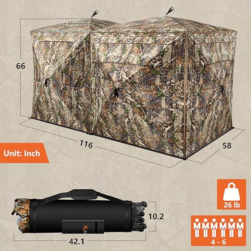 Hunt Quiet 360° See-Through Hunting Blind for 4-6 Hunters