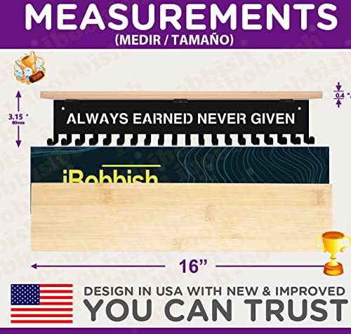 16-Inch Trophy and Medal Display Shelf with Hooks - Upgraded Metal Wall Mount