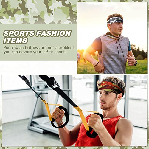 Camouflage Sports Sweatbands 18 Pack Unisex Headbands for Running Fitness Yoga