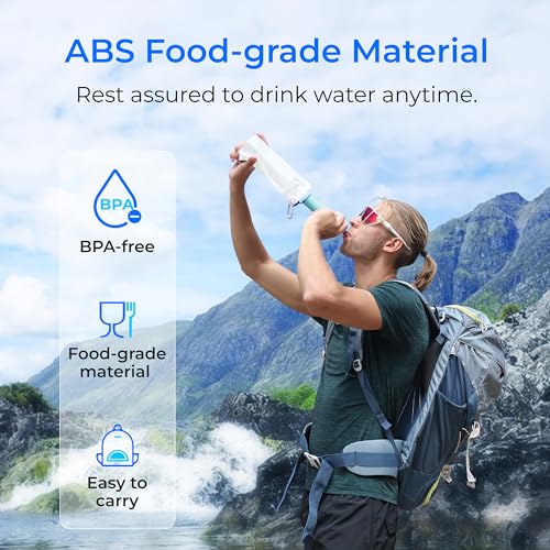 Waterdrop Portable Water Filter Straw - Light Blue, 2-Pack for Camping & Hiking