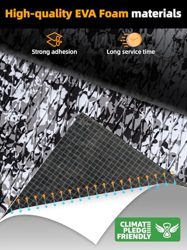 FOCEAN Snow Camo Boat Flooring EVA Foam Decking Self-Adhesive Marine Mats, 94.5" x 47.2"