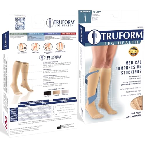 Compression Stockings Men Women Beige 2X-Large 15-20 mmHg Support Hose