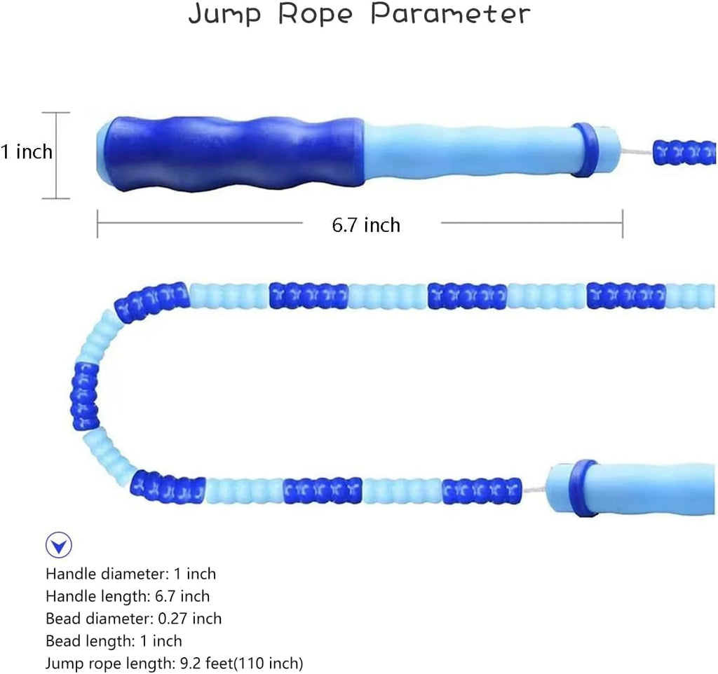 Soft Beaded Jump Rope by [Brand Name] | Adjustable Tangle-Free Skipping Rope for Kids & Adults - 9.2Ft