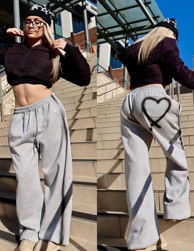 Aelfric Eden Women's Wide Leg Graffiti Heart Lounge Sweatpants with Pockets