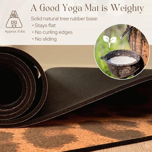 Leopard Fade Cork Yoga Mat – Non Slip, Sustainable 5mm Rubber Base for Support