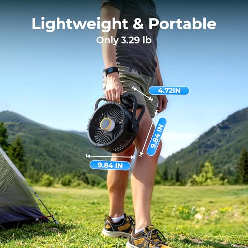 Rechargeable Portable Fan with 20000mAh Battery, Black - Outdoor & Camping