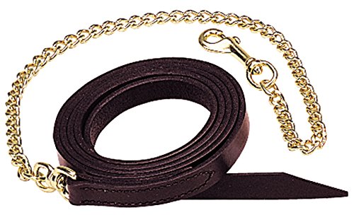Horse Lead Rope with Brass Plated Chain - Mahogany 1" x 8' with 30" Chain - Weaver Leather
