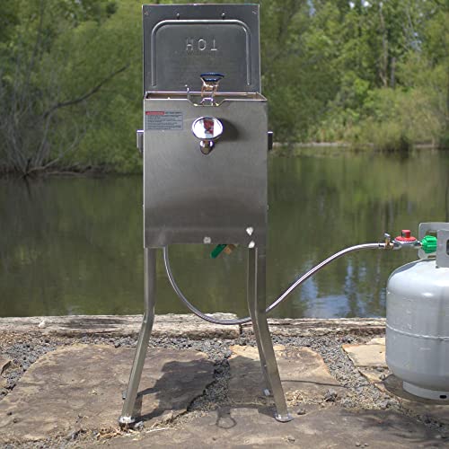 Bayou Classic 2.5-Gallon Stainless Steel Deep Fryer with Thermometer & Regulator