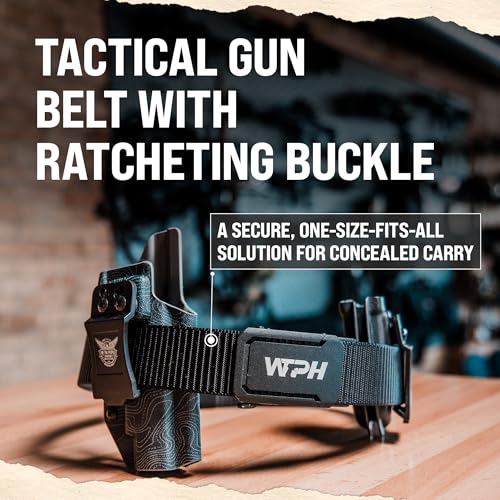 Heavy Duty Tactical Gun Belt with Ratcheting Buckle - Adjustable Concealed Carry Belt - Reinforced Nylon