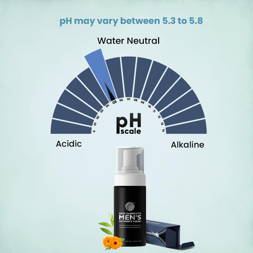 Skin Elements Intimate Wash for Men - pH Balanced Foaming Cleanser with Tea Tree Oil & Aloe Vera | 4.05 fl. oz.