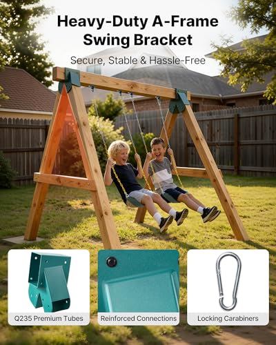 Heavy-Duty Swing Set Brackets with 2 Seats & Hardware for Backyard Playground