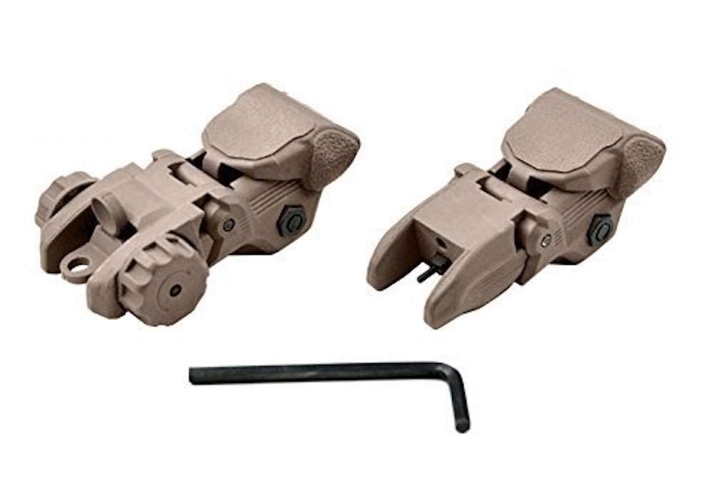 Polymer Flip up Backup Sight Front and Rear Sight 20mm Rail (Tan)