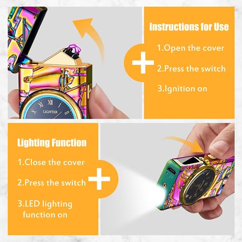 Electric Plasma Arc Lighter with Clock & Flashlight - Sailboat Multicolor