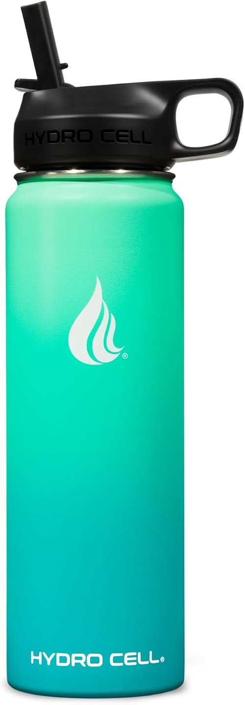 HYDRO CELL Stainless Steel Insulated Water Bottle - Leakproof Thermos for Hot & Cold Drinks | 24oz Mint Green