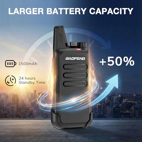 BAOFENG T22 Walkie Talkies 22 Channels 6-Pack + 6-Way USB-C Charger for Adults