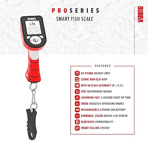 BUBBA Pro Series Digital Fish Scale - Bluetooth Waterproof Weighing Tool with 60lb Limit