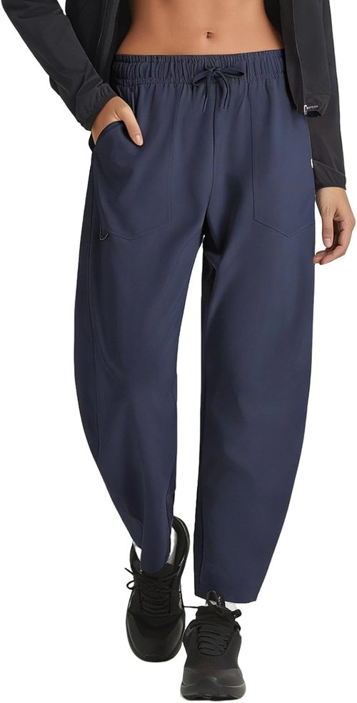 Baleaf Women's Lightweight Water-Resistant Barrel Pants - 5 Pocket Travel & Hiking Trousers
