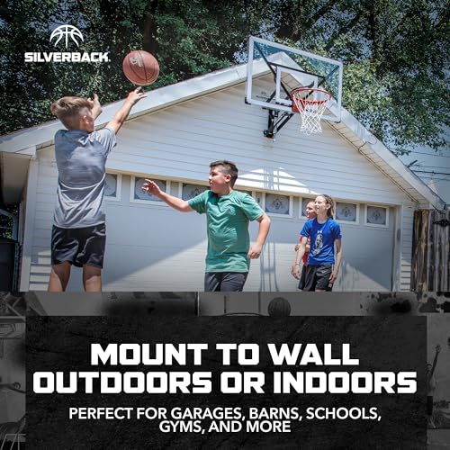 Silverback NXT 54" Wall-Mounted Basketball Hoop - Indoor/Outdoor, Blue-Black
