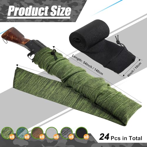 Buryeah Retro Color Knit Gun Socks for Rifles - Waterproof, 54 Inch, 24 Pack