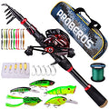 Baitcasting Combo 6.9FT Telescopic Fishing Rod and Reel Set - Left Hand