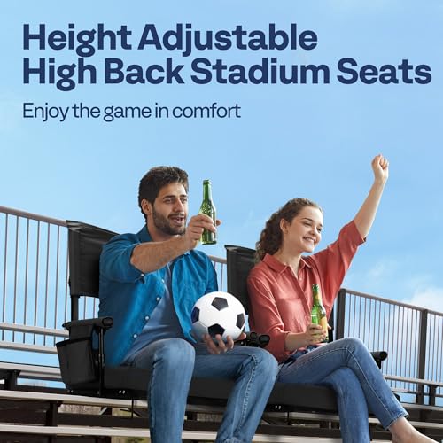 VIVOHOME Black Adjustable Stadium Seats with Back Support & Cushion