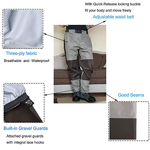 Kylebooker Breathable Stockingfoot Waist High Waders - Medium Khaki & Olive Green