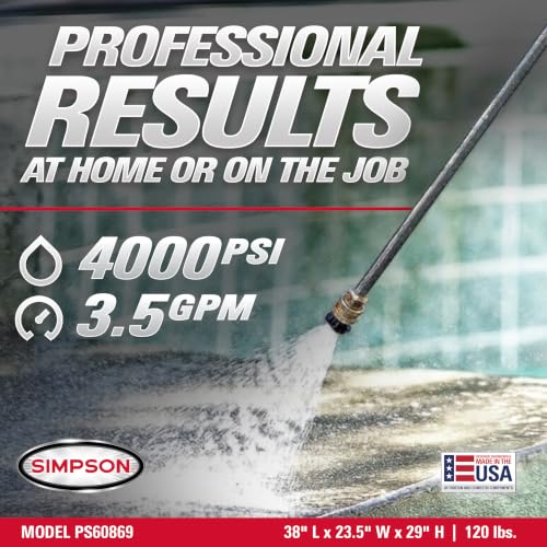 SIMPSON PowerShot 4000 PSI Gas Pressure Washer with Honda GX270, 3.5 GPM, Triplex Pump & Accessories