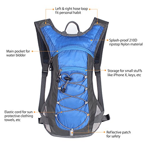 Unigear Hydration Pack Backpack with 2L Water Bladder - Blue for Hiking & Cycling