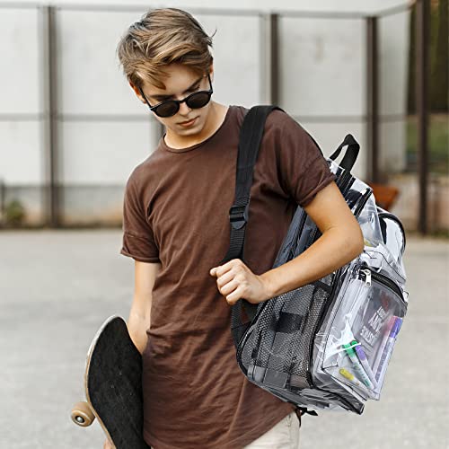 WILLBOND 12 Pack Clear Transparent PVC Backpacks with Multicolor Trim - See-Through School & Stadium Bags