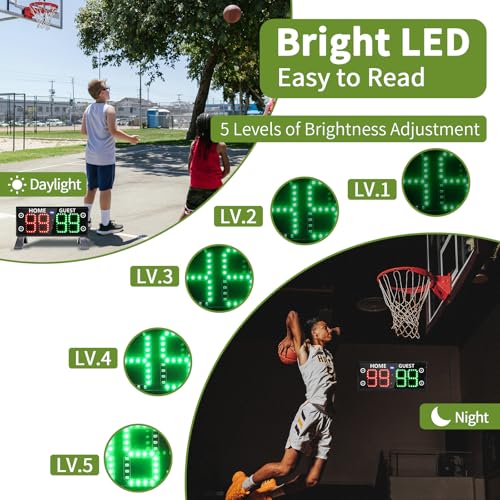 YZ Portable Digital Scoreboard for Basketball & Outdoor Games - Remote Control & Bright LED Display