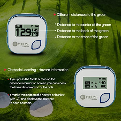 Golf GPS Rangefinder with Voice Guidance, Clip-On Hat Mount, 18H Battery, Preloaded 40,000 Courses