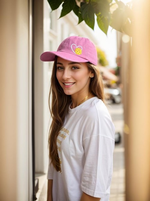 MINYJHZ Pickleball Hat, Pickleball Gifts with Box, Adjustable Embroidered Heart Baseball Cap for Women Men Pink
