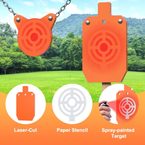 LXVOOEE 1/2 Inch Thick AR500 Steel Shooting Targets - 10x16 Torso Silhouette, Neon Orange
