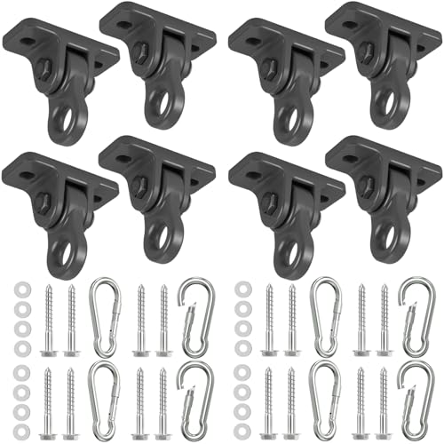 8 Pack Heavy Duty Porch Swing Hangers Kit - Black Swing Hardware Hooks