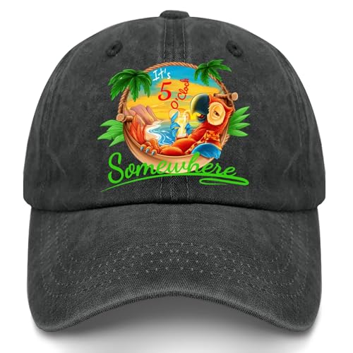 5 Oclock Somewhere Baseball Cap for Men Vintage Cotton Washed Dad Hat Adjustable Black