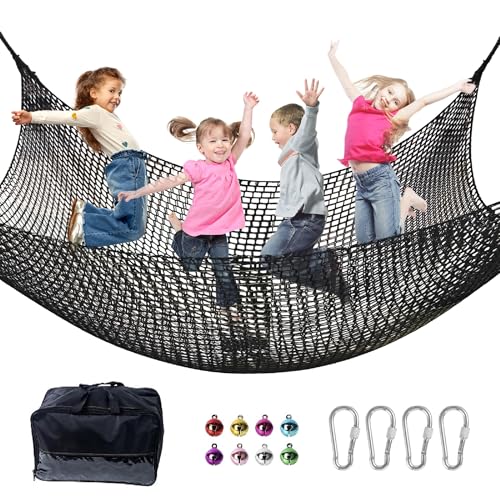 LPIW Black Kids Climbing Net 14.8ft x 9.9ft Double Layer Playground Safety Mesh