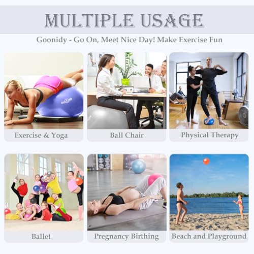 Black Exercise Ball 19-22 Inch Pilates Yoga Ball Chair with Pump