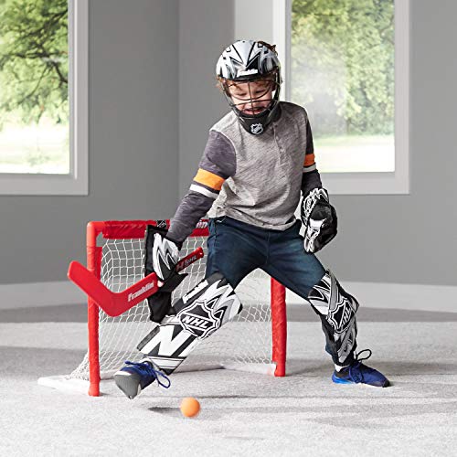 Youth Mini Hockey Goalie Set with Mask & Pads - Black/White/Gray, Ages 4-7