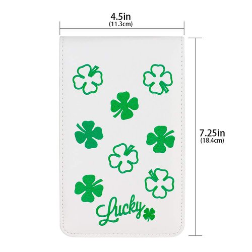BIG TEETH Golf Scorecard Holder Yardage Book Cover Golf Scorecard Book, Lucky Clover Golf Accessories, Golf Yardage Book Cover with a Free Pencil Fits Your Back Pocket