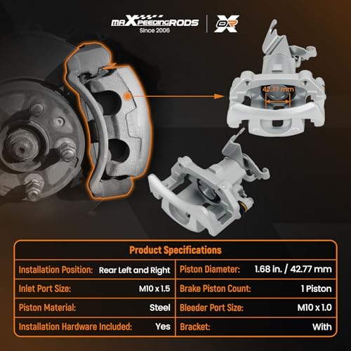 maXpeedingrods Brake Calipers for Ford Mustang 2011-2014 2010-2014 4.0L 4.6L V8 5.0L Rear Left Right Set 18B4926+18B4927